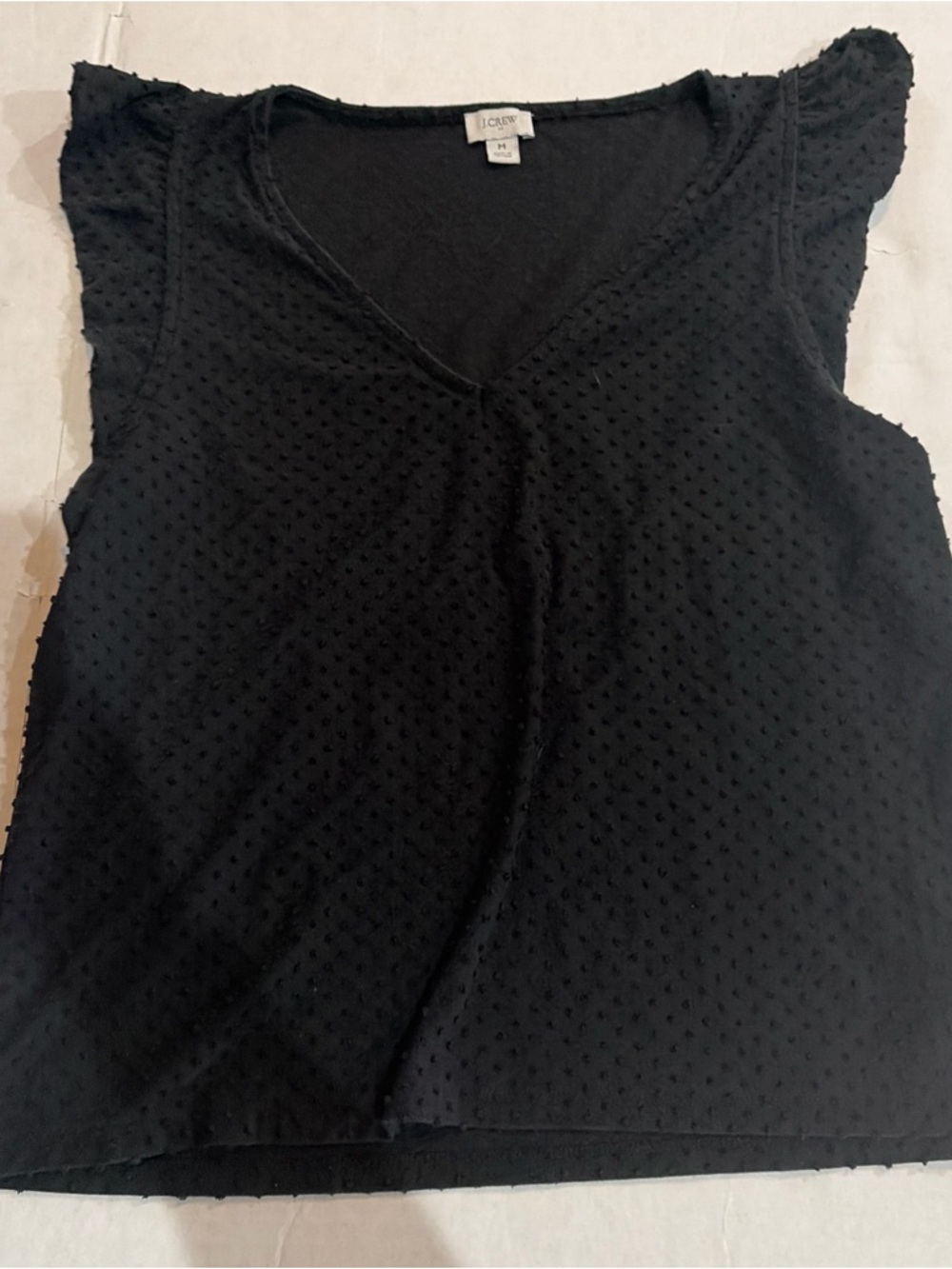 J. Crew Black Swiss Dot V-Neck Cap Sleeve Camisole